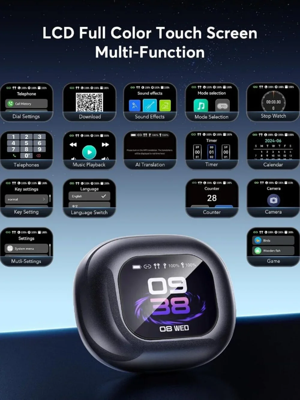 Real-Time 2-Way Translation Earbuds - 198 Languages, Wireless Earphones for
